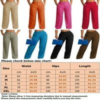 LUXPLUM Ženske dno džepove Džepne pantalone Visoko struk duge hlače udobni palazzo salon pamučni posteljina narančasta xl