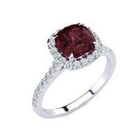 Superjeweler Carat Cushion Rez gornji dio i halo dijamantski prsten u srebru sterlinga za žene