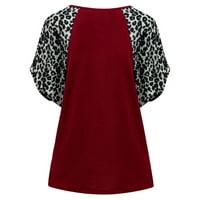 Ženski kratki rukav V izrez Tors Ležerne prilike labave bluze Leopard Print Tee