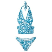 Aaikomet visokih struka bikini kupaći kostimi --neck tiskani Simple Split Bikini kupaći kostimi Tankenis