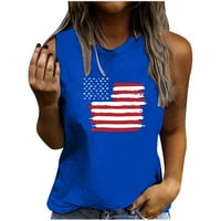 Američki zastava Star Striped majice bez rukava na vrhu bez rukava, žene 4. jula Patriotski grafički