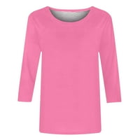 Vrhovi vježbanja za žene, čvrste majice rukave bluza okrugli vrat casual vrhovi ružičasti veličine xl