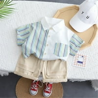 Aaiymet Toddler u boji Striped rever majica kratkih rukava, muške bebe Ljetne casual kratke hlače Dva
