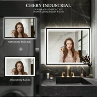 Chery Industrial LED ogledalo kupatilo 40x24, zatamnjeno uokvireno ogledalo, osvetljenje i prednje osvijetljeno