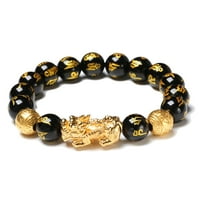 Black Obsidian Boalth narukvica sa zlatnim pi xiu srećom bogatim amulet narukvicom