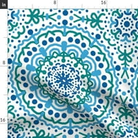 Pamuk Satens Sham, Standard - Plavi geometrijski hipi ručno izvučeno mandala boemska tapiserija Boho