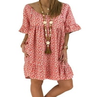 CAPREZE Ljetne haljine za žene cvjetne print casual majice haljina labava ljuljačka mini haljine Boho