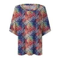 Ženske majice Žene Modni majica casual rukava Ljeto Loose Fit košulje Posada vrata Print Tops za žene