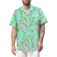 Muška košulja Havajska majica za muškarce, muške vintage gumb dolje košulje za kuglanje Skraćena ljetna