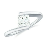 Princess Cut Solitaire Moissite Angažman prsten, obilazni prsten za žene, 14k bijelo zlato, SAD 8.00