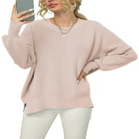 Capreze Ženska strana Poreda pulover Ležerne prilike za vrat Jumper Tops Loungewear Pleted džemperi