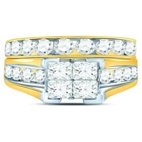 Zlatna zvezda 14kt Žuta zlatna princeza Diamond Bridal Wedding prsten set CTTW