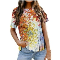 Olyvenn Prodaja modnih ženskih bluza vrhovi Color Contrast Retro Pejzaž Ispis ljetne trendi tunika T