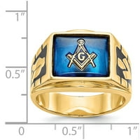 Čvrsti 14K žuti zlatni muški masonski prsten veličine 9