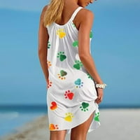 Ženske haljine modna plaža boho visoki struk labav tunik rezervoarnini mini sandress formalni cvjetovi