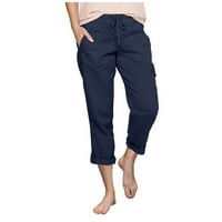 Ernkv ženske kapri-hlače jogger pantalone sa džepom Ljeto klirence odjeća opuštena prozračna viška elastična