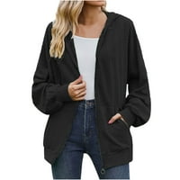 Dugi rukav puni zip up jakne za žene Trendy Solid Boja otvorena prednja kardigan džemper vrhovi labavi