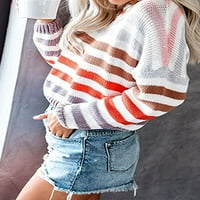 Ženski labavi fit fit dugi rukav s prugama s prugama u boji Plete dres džemper