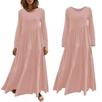 Haljine za žene plus veličine Crew vrat cvjetni print kratkih rukava casual haljina ružičasta m