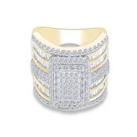 Carat Round & Baguette Cret Prirodni dijamantski pravokutni okvir Vjenčani prsten za vjenčanje u 14K
