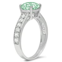 2.18ct okrugli rez zeleni simulirani dijamant 14k bijelo zlato Graviranje izjava bridalna godišnjica