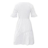 Zunfeo haljine za žene - V izrez Novi dolasci bljeskalice Ispisano sa džepovima Casual Casual Clats