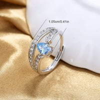 Dvostruki sloj vodeni kap cirkon zvona ženka plava manjina svijetlo otvoreni dijamantni prsten