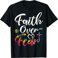 Vjera nad strahom za kravata boja slova Christian Inspirational majica crna 2x-velika