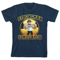 Strongman simulatorski lik za podizanje posada posada vrata kratkih rukava mornarica mladih majica-mediju