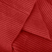Kardigan za žene Modni pleteni ispisani casual duks dugih rukava crveni XL