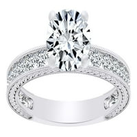 Okrugli oblik bijelog prirodnog dijamantskog zaručničkog prstena u 14K čvrstim bijelim zlatnim prstenom