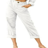 NOILLA dame pantalone na dnu dna elastične strugove HOTENS COMFY ravne čvrste boje bijele s
