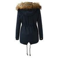 Kaput zimska jakna od debele rublje sa kapuljačom kapuljača s kapuljačom, toplo krzno 'Ženski kaput