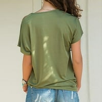 Ženski vrhovi kratki rukav casual bluza Čvrsti dame Ljeto OFF-rame Modni zeleni 2xl