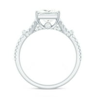Princezo rez pasijans Moissite Izjava za angažman prsten sa bočnim kamenjem, srebrnim srebrom, SAD 8.50