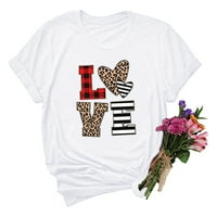 Kratki rukav za prevelice za prevelice Žene Retro Love Heart Grafic Valentinovo Trendne odjeće Košulje ljeta Tunika Okrugli vrat Thirts Modni vrhovi bijeli l
