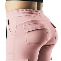 Grianlook Ženske hlače High Squiste pantalone Jednobojni dno dame Lounge Cargo Pant Boho Skinny Pink 2xl