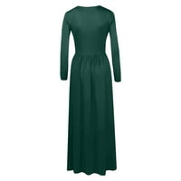 Žene ljetne haljine za žene haljina za sunčanje casual srednje dužine V-izrez otisnuta džepnim zelenim