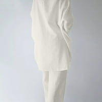 Hinvhai set za žene na čišćenju Žena Čvrsta bluza s dugim rukavima + labave hlače postavlja bijela 12