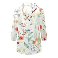 Ženske tunike vrhovi labavi fit casual vintage cvjetni print rever v Dressy bluze s rukavima