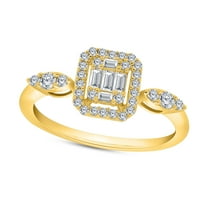 Poshadime Halo prsten - Carat baguette & okrugli rezan bijeli moissanite klaster Halo Angažman prsten u 14K žutom zlatu preko sterlinga Srebrne veličine-13.5