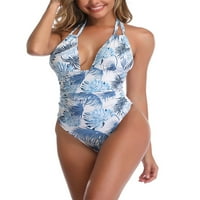 Luxplum ženski kupaći kostimi Halter izrez kupaći kupalište cvjetni ispis jedan kupaći kostim bez rukava