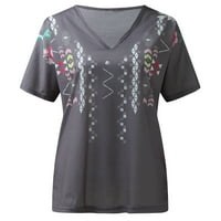 Žene T majice s kratkim rukavima V Rešeni izrezani prozračni slatki vintage stil ženke za odmor Stylish