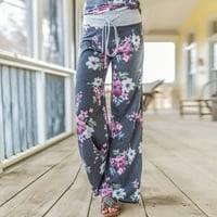 Tking modne ženske hlače udobne rastezanje cvjetnih printicanja širine hlače za noge opružne hlače za