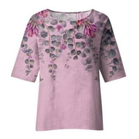 Apepal ženska ležerna cvjetna bluza Batwing rukava labava majica Boho crew bočna strana pojma ružičasta 2xl
