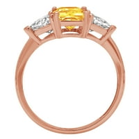 2. CT Sjajni smaragdni rez Clear Simulirani dijamant 18k Rose Gold Tro-kameni prsten SZ 8.25