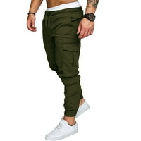 Muška modna casual Solid Color Multi džepne kombinezone pantalone povremene hlače