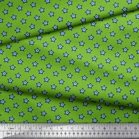 Soimoi zelena mahovina Georgette tkanina plava zvijezda štampana zanatska tkanina od dvorišta široka