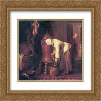 Jean Baptiste Simeon Chardin Matted Gold Ornate uokvirena umjetnička štampa 'Žena na vodi cisterni'