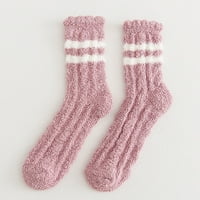 Puuawkoer zimska čarapa za čarape Striped bombona obojena koralna čarapa sa gustim toplim čarapama na